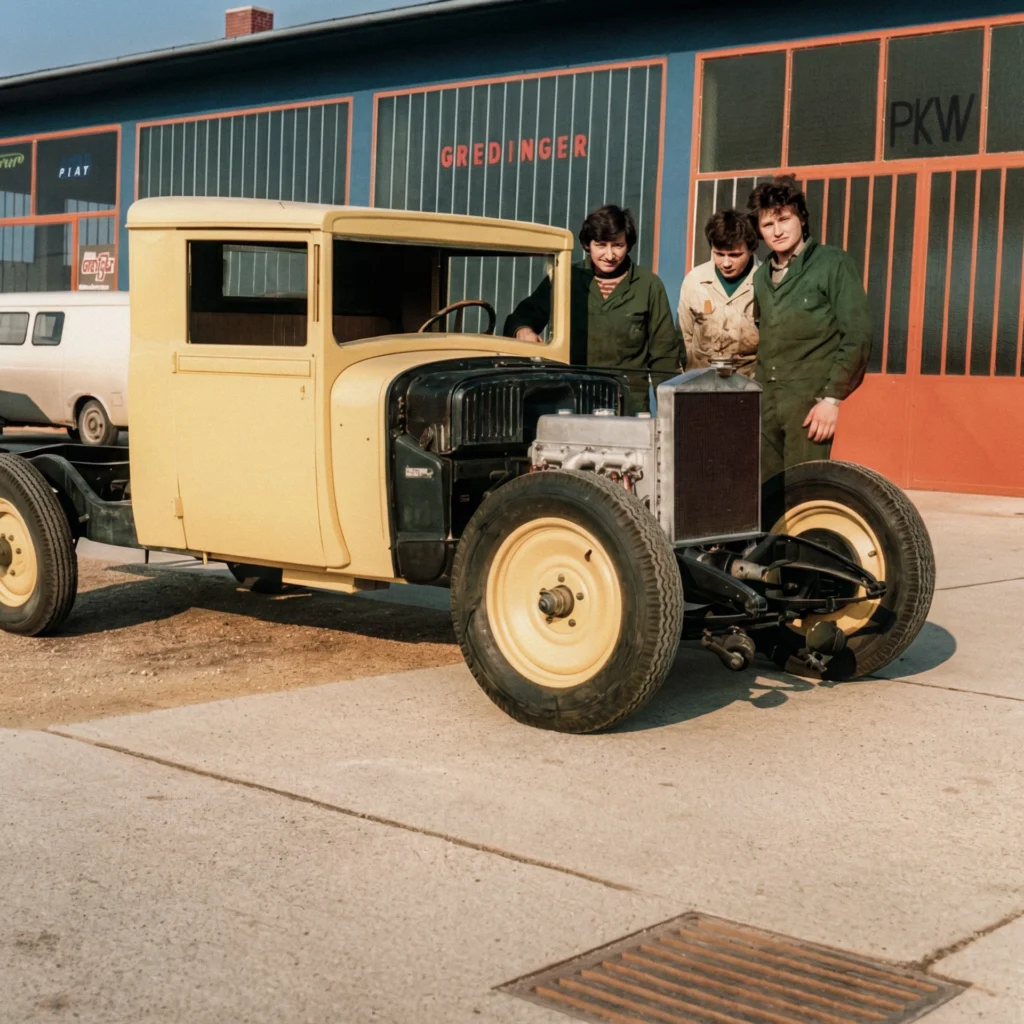 Restaurierung eines historischen Fahrzeugs im Autohaus Gredinger